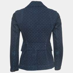 Louis Vuitton Navy Blue Monogram Jacquard Denim Blazer XS