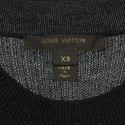 Pre Owned Louis Vuitton Black Wool & Print Silk Sleeveless Mini Dress XS