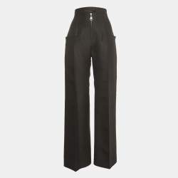 Pre Owned Louis Vuitton Black Wool Blend Wide Leg Trousers M