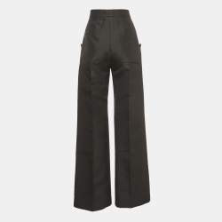 Pre Owned Louis Vuitton Black Wool Blend Wide Leg Trousers M