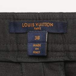 Pre Owned Louis Vuitton Black Wool Blend Wide Leg Trousers M