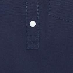 Pre Owned Louis Vuitton Navy Blue Cotton Mini Shirt Dress M