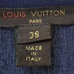 Pre Owned Louis Vuitton Navy Blue Cotton Mini Shirt Dress M