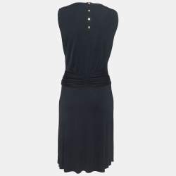 Pre Owned Louis Vuitton Black Jersey Draped Sleeveless Short Dress M