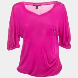 Louis Vuitton Pink Jersey Elasticated Hem Top L