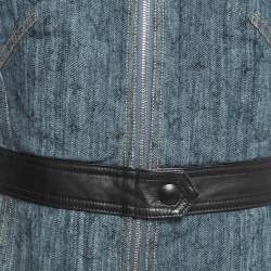 Louis Vuitton Blue Monogram Denim Zip Front Sleeveless Mini Dress L
