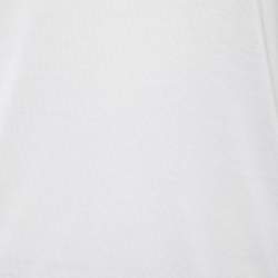 Pre Owned Louis Vuitton White Cotton Knit Neck Trim Detail T-Shirt M