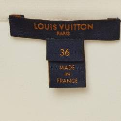 Pre Owned Louis Vuitton Ivory White Silk Ruffled Tie Neck Blouse S