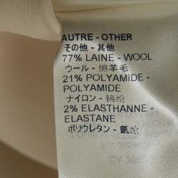 Pre Owned Louis Vuitton Ivory White Silk Ruffled Tie Neck Blouse S