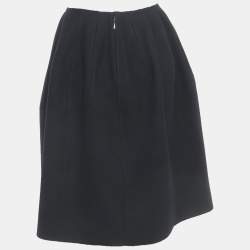 Pre Owned Louis Vuitton Vintage Black Wool Mid-Length Skirt S