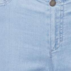 Pre Owned Louis Vuitton Light Blue Denim Logo Stitch Detail Slim Fit Jeans L Waist 32"