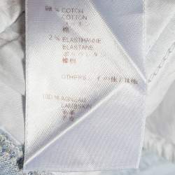 Pre Owned Louis Vuitton Light Blue Denim Logo Stitch Detail Slim Fit Jeans L Waist 32"