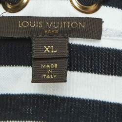 Louis Vuitton Black/White Stripe Cotton Detachable Chain Detail Top XL