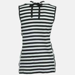 Louis Vuitton Black/White Stripe Cotton Detachable Chain Detail Top XL