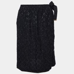 Louis Vuitton Black Monogram Fil Coupé Wrap Skirt M