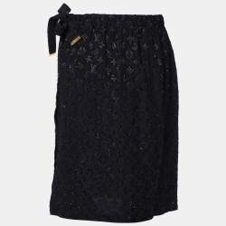Louis Vuitton Black Monogram Fil Coupé Wrap Skirt M