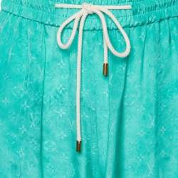 Louis Vuitton Green Monogram Silk Drawstring Waist Trousers M