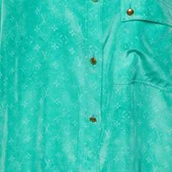 Louis Vuitton Green Monogram Print Silk Button Front Shirt M