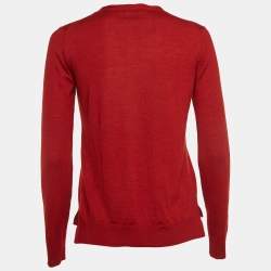 مملوكة مسبقًا Louis Vuitton Red Cashmere and Silk Knit Button Front Cardigan S