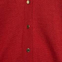 مملوكة مسبقًا Louis Vuitton Red Cashmere and Silk Knit Button Front Cardigan S