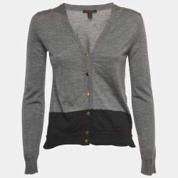 Louis Vuitton Grey Cashmere & Silk Knit Buttoned Cardigan S