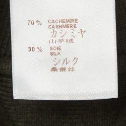 Pre Owned Louis Vuitton Military Green Logo Embossed Cashmere & Silk Knit Top XS