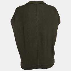 Pre Owned Louis Vuitton Military Green Logo Embossed Cashmere & Silk Knit Top XS