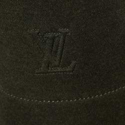 Pre Owned Louis Vuitton Military Green Logo Embossed Cashmere & Silk Knit Top XS