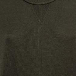 Pre Owned Louis Vuitton Military Green Logo Embossed Cashmere & Silk Knit Top XS