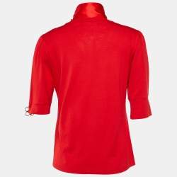 Pre Owned Louis Vuitton Red Cotton Monogram Brooch Detail T-Shirt M