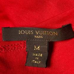 Pre Owned Louis Vuitton Red Cotton Monogram Brooch Detail T-Shirt M