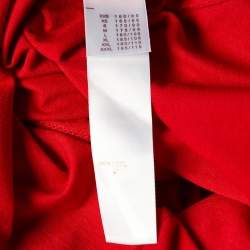 Pre Owned Louis Vuitton Red Cotton Monogram Brooch Detail T-Shirt M