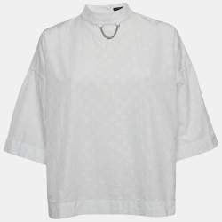 Louis Vuitton Paris White LV Monogram Jacquard Loose Fit Blouse M