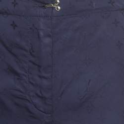 Pre Owned Louis Vuitton Navy Blue LV Monogram Jacquard Zipper Detail Joggers M