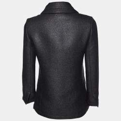 Louis Vuitton Black Lurex Wool Pea Coat M