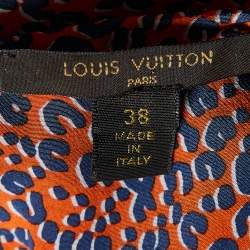 Louis Vuitton Orange Leopard Print Silk Elasticized Waist Mini Dress M