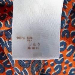 Louis Vuitton Orange Leopard Print Silk Elasticized Waist Mini Dress M