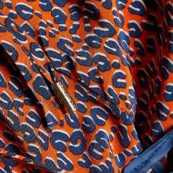 Louis Vuitton Orange Leopard Print Silk Elasticized Waist Mini Dress M