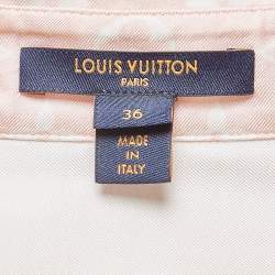 Louis Vuitton Pastel Yellow Monogram Silk High-Low Mini Shirt Dress S   