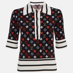 Louis Vuitton Black/Multicolor Logo Intarsia Knit Polo T-Shirt S