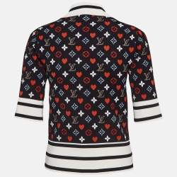 Louis Vuitton Black/Multicolor Logo Intarsia Knit Polo T-Shirt S