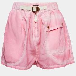 Louis Vuitton Pink Silk Belted Shorts M