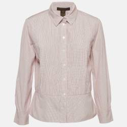Louis Vuitton Pink Checked Poplin Pleated Shirt L