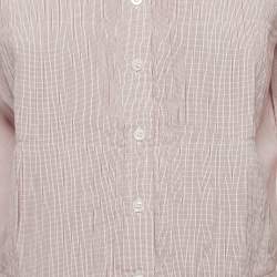 Louis Vuitton Pink Checked Poplin Pleated Shirt L
