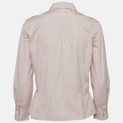 Louis Vuitton Pink Checked Poplin Pleated Shirt L