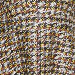 Pre Owned Louis Vuitton Brown Houndstooth Pattern Wool Sleeveless Dress L
