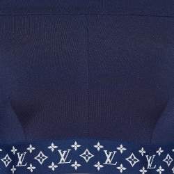 Pre Owned Louis Vuitton Navy Blue Jersey Flight Mode Sporty Crop Top M