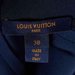 Pre Owned Louis Vuitton Navy Blue Jersey Flight Mode Sporty Crop Top M