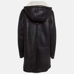 Louis Vuitton Black Shearling and Napa Leather Duffle Pea Coat M