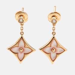 Louis Vuitton Color Blossom BB Pink Mother of Pearl Diamond 18k Rose Gold Earrings